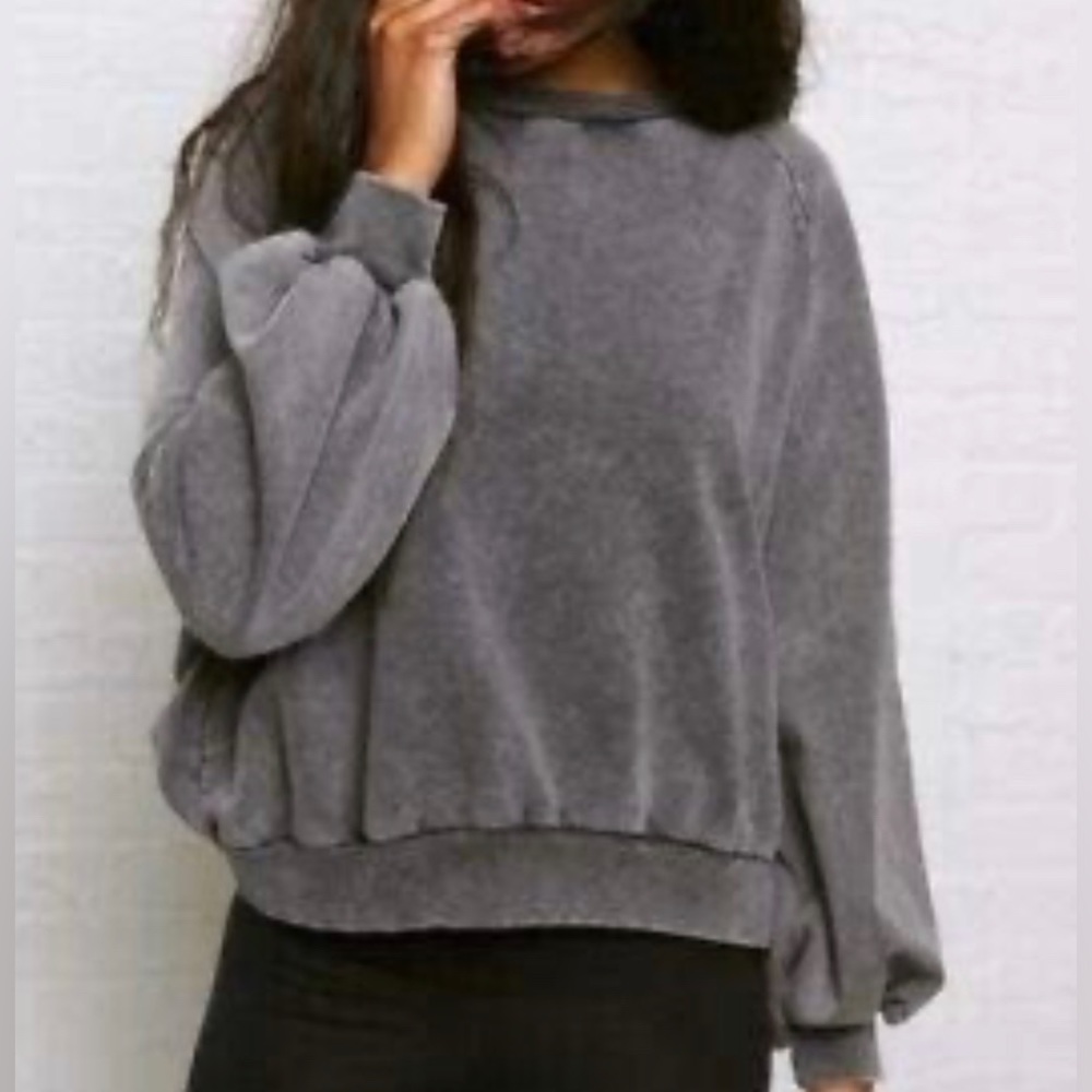 Blue Don’t Ask Why Oversized Sleeve Fleece Sweatshirt